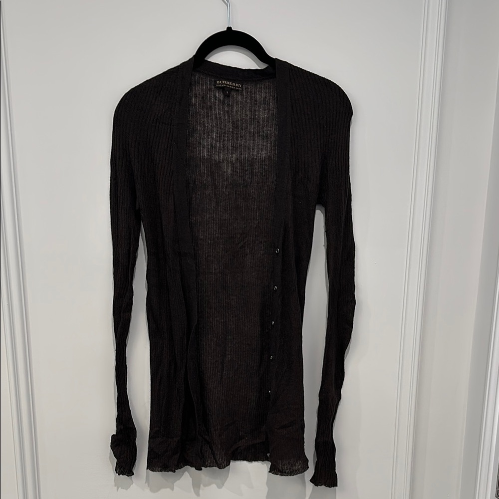 Brown Semi Sheer Button-Up Burberry Cardigan